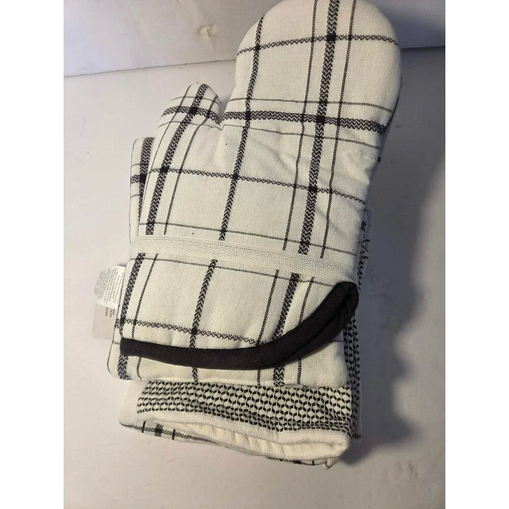 New Set of 5 Mainstays Kitchen Oven Mitt & Hand Towels Home Sweet Home